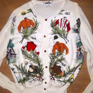 NEW Hermes "Chantilly" silk cardigan sweater blouse--extremely rare piece